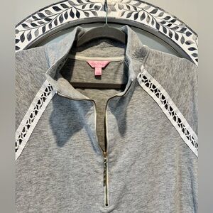 Lilly Pulitzer Gray Quarter-Zip Top VGUC size large